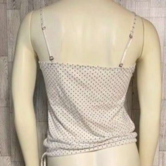 White and Blue Polka Dot Camisole with Cinch Tie Waist Size XS - Picture 3 of 6